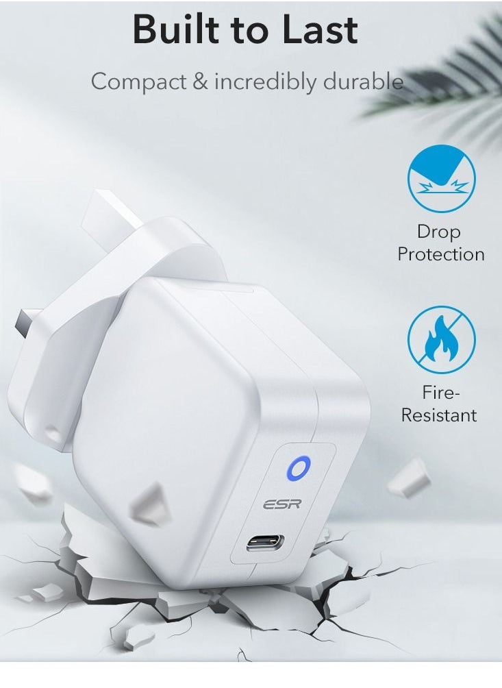 ESR - ESR 20W Mini PD USB-C Wall Charger, Compatible with iPhone 14/14 Plus/14 Pro/14 Pro Max, iPhone 13 and 12 Pro/Mini/Pro Max, iPhone SE 2022/11, Galaxy S22/S21/S20/A52, Whit - Image 1