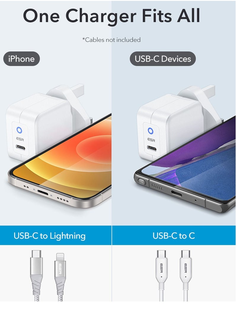 ESR - ESR 20W Mini PD USB-C Wall Charger, Compatible with iPhone 14/14 Plus/14 Pro/14 Pro Max, iPhone 13 and 12 Pro/Mini/Pro Max, iPhone SE 2022/11, Galaxy S22/S21/S20/A52, Whit - Image 1