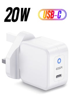 ESR 20W Mini PD USB-C Wall Charger, Compatible with iPhone 14/14 Plus/14 Pro/14 Pro Max, iPhone 13 and 12 Pro/Mini/Pro Max, iPhone SE 2022/11, Galaxy S22/S21/S20/A52, Whit