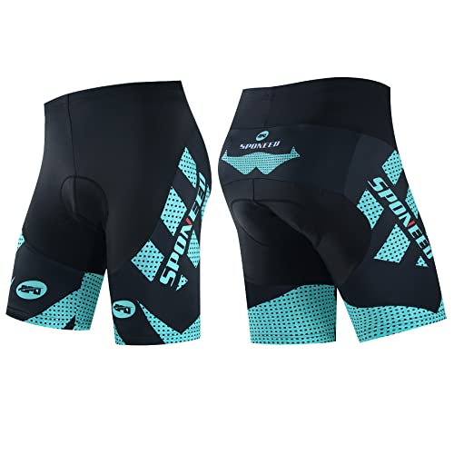 sponeed Compression Short Padded Men Road Biker Tights Wicking Peloton Cycle Gear Biking Wear Triathlon US L Turquoise - Image 4