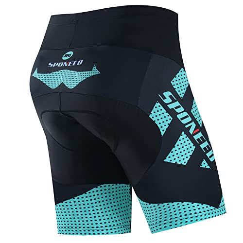 sponeed Compression Short Padded Men Road Biker Tights Wicking Peloton Cycle Gear Biking Wear Triathlon US L Turquoise - Image 2
