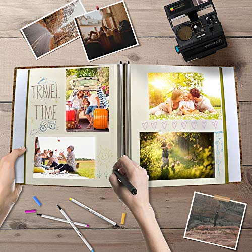 Holoary Self Adhesive Page Photo Album with Metallic Pen Magnetic Self-Stick Scrapbook for 3x5 4x6 5x7 6x8 8x10 Hand Made DIY 40 pages Albums, Printed Kraft Paper Cover Old Map Adventure Memory Book - Image 5
