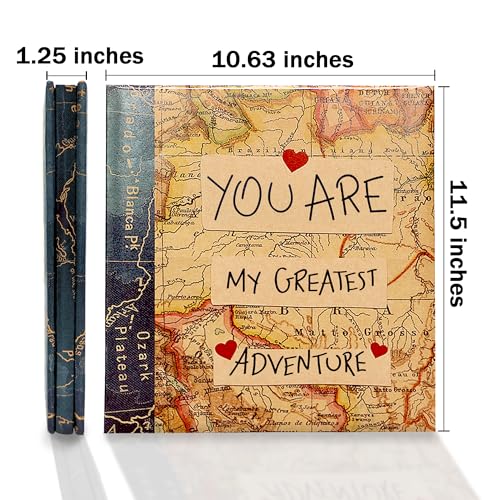 Holoary Self Adhesive Page Photo Album with Metallic Pen Magnetic Self-Stick Scrapbook for 3x5 4x6 5x7 6x8 8x10 Hand Made DIY 40 pages Albums, Printed Kraft Paper Cover Old Map Adventure Memory Book - Image 2