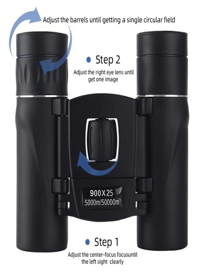 AROAQ 900x25 HD Powerful Binoculars with BAK4 FMC Optics – 5000M Long Range Folding Mini Telescope for Hunting, Sports, Camping & Outdoor Travel  - Image 5