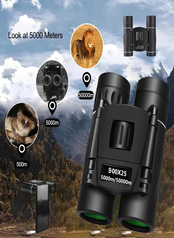 AROAQ 900x25 HD Powerful Binoculars with BAK4 FMC Optics – 5000M Long Range Folding Mini Telescope for Hunting, Sports, Camping & Outdoor Travel  - Image 2