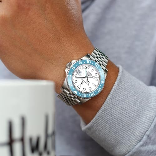 PAGRNE DESIGN ساعة رجال باجاني ديزاين GMT للرجال أوتوماتيكية 40MM تاريخ 100M مقاومة للماء من الفولاذ المقاوم للصدأ زجاج ياقوتي ميكانيكية - Image 4