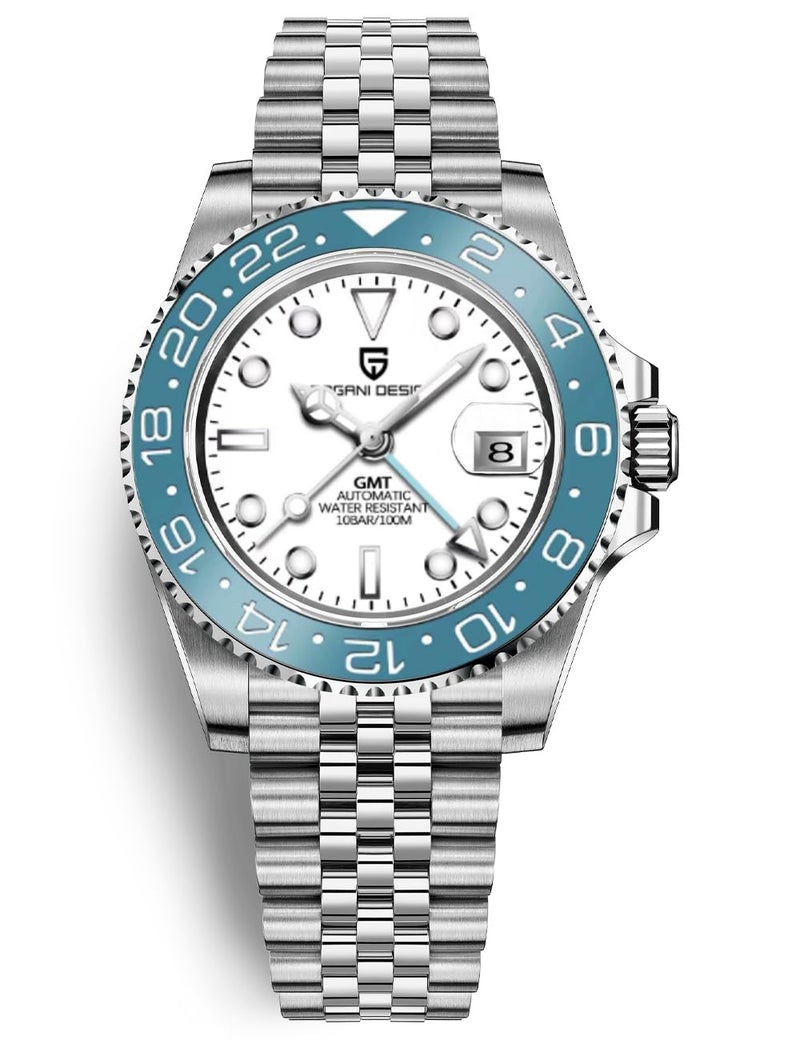 PAGRNE DESIGN ساعة رجال باجاني ديزاين GMT للرجال أوتوماتيكية 40MM تاريخ 100M مقاومة للماء من الفولاذ المقاوم للصدأ زجاج ياقوتي ميكانيكية - Image 1