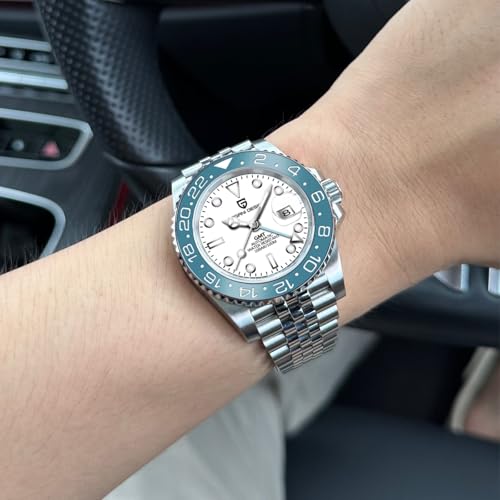 PAGRNE DESIGN ساعة رجال باجاني ديزاين GMT للرجال أوتوماتيكية 40MM تاريخ 100M مقاومة للماء من الفولاذ المقاوم للصدأ زجاج ياقوتي ميكانيكية - Image 3