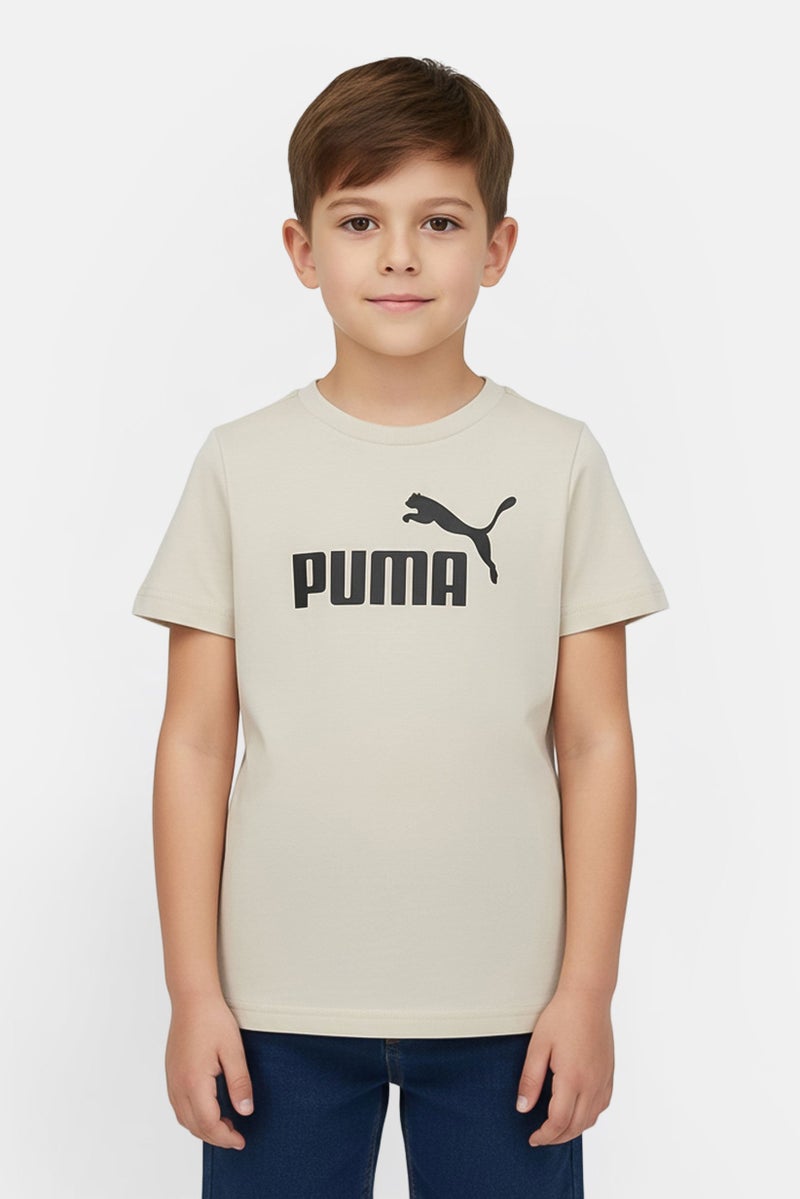 PUMA Kids Boy Graphic Print  Short Sleeve Outdoor T-shirt, Beige - Image 1