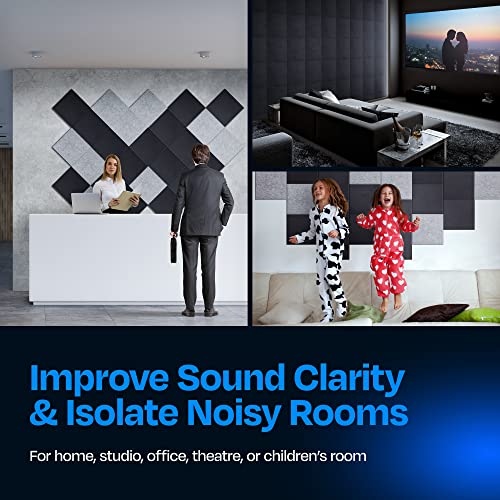 Ekkogo Acoustic Panels 12-Pack Soundproof Wall Panels 12"X12"X0.4" Sound Panels High Density Sound Dampening Panels - [Dark Gray Square] - Image 4