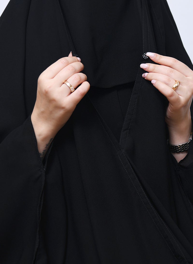 عبايات حوراء خمار الدانة موديل فراشة بطقطق اغلاق ومطاط تثبيت للرأس - Image 2