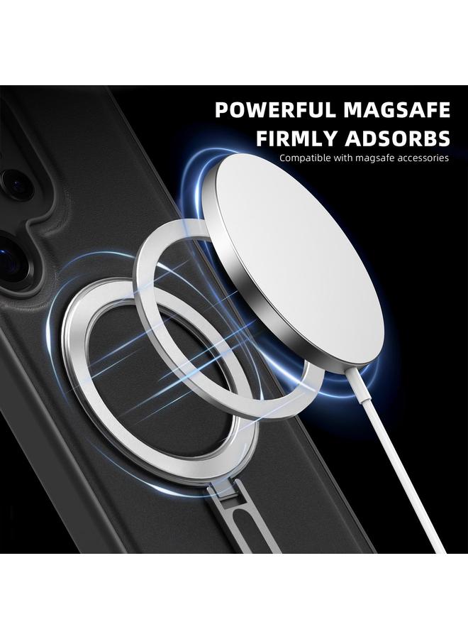 S-TOP Case For Samsung Galaxy S24+ 5G Silver Shield MagSafe Holder Shockproof Phone Case - Image 5