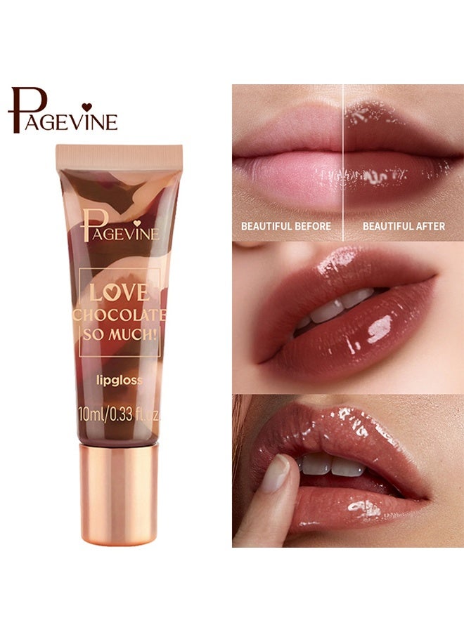 PAGE VINE Love Chocolate So Much Lipgloss, Chocolate Kiss Scented Tinted Lip Gloss, Natural Shine & Light Color Payoff Lip Makeup 10ml - Image 1
