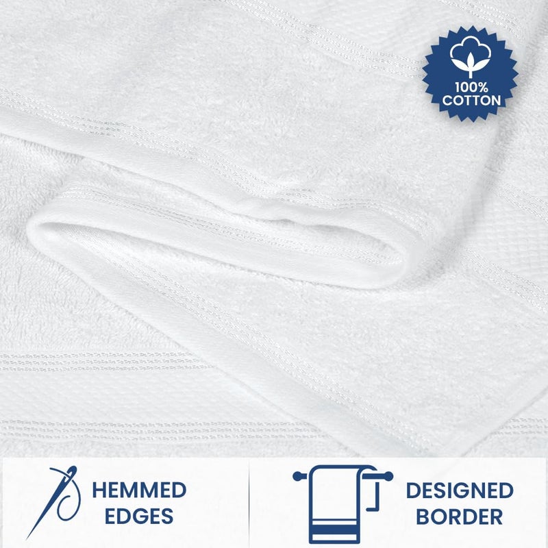 Casa Lino 8 Pc Premium Towel Set  Cotton Towels Set  400 GSM 2 Bath Towel  2 Hand Towel  & 4 Washcloths  Bathroom Set  Head Towels Wrap for Ladies  Gym Towel for Men Workout White - Image 4