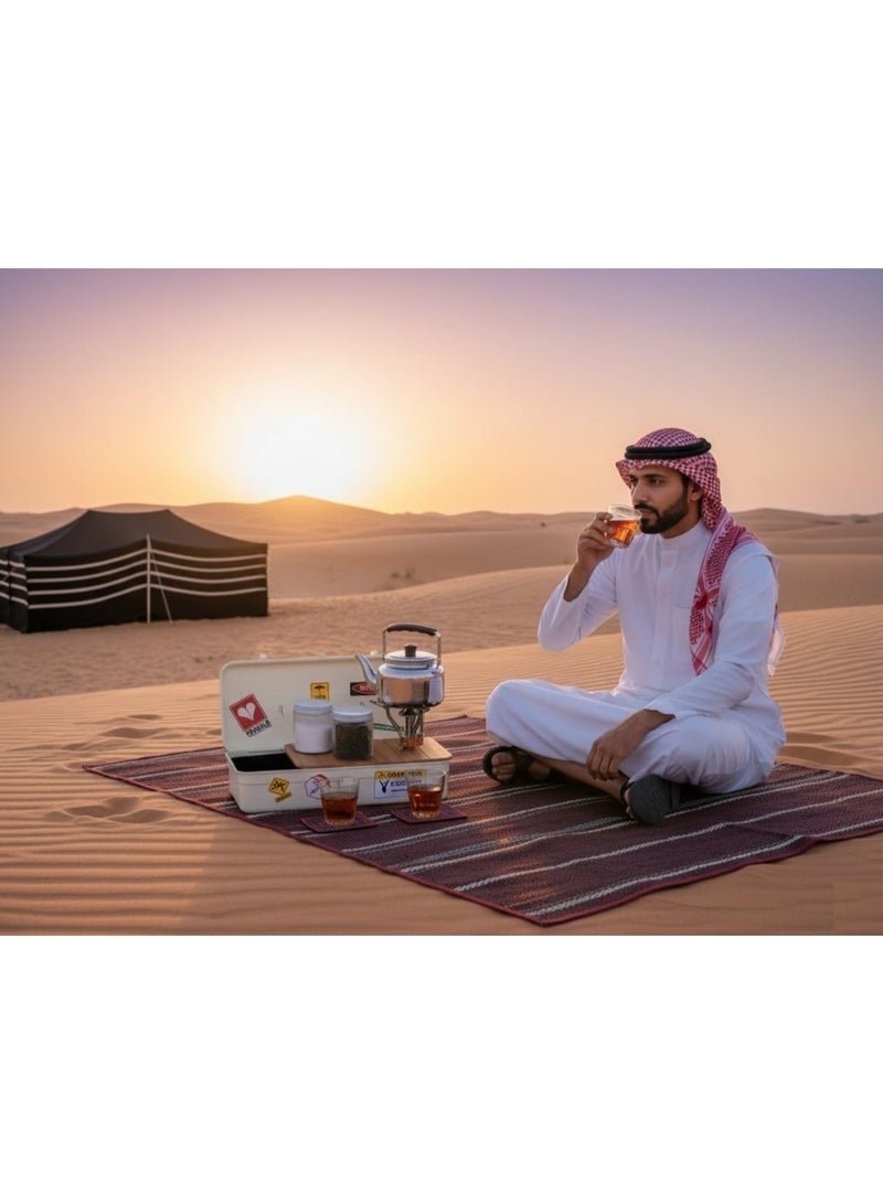 عائلة التخييم طقم شاي – طقم شاي محمول متعدد الألوان للاستخدام الخارجي، لا يشمل موقد الغاز - Image 3