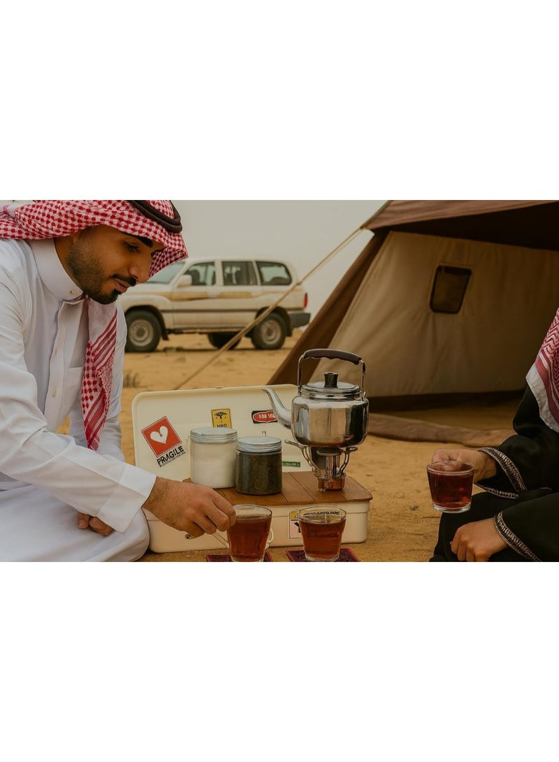 عائلة التخييم طقم شاي – طقم شاي محمول متعدد الألوان للاستخدام الخارجي، لا يشمل موقد الغاز - Image 2