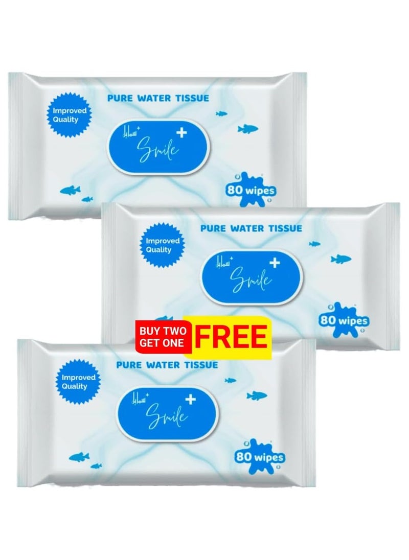 smileplus Pure Water Tissue 80'S 240 Wipes  - Image 1