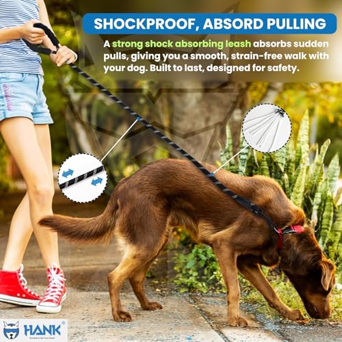 HANK Dog Leash | 3M Reflective Leash for Large Dogs | Soft Handle | Heavy Duty Belt Hook | Shock Absorbing Pet Rope | Suitable for Large Breed (10-80KG) 5 Feet Long (L - Cyan Blue) - Image 2