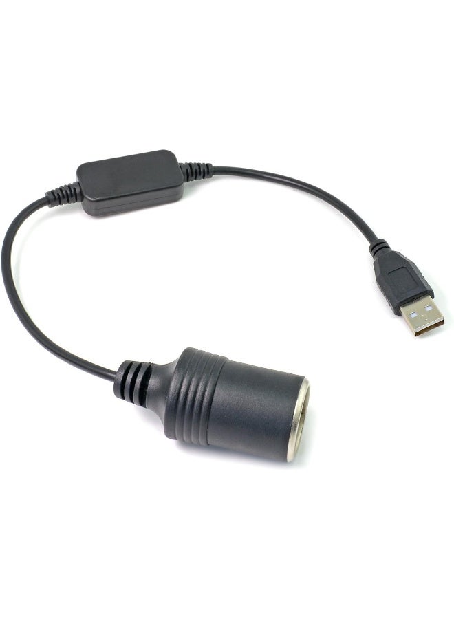 ARECORD USB A Male to 12V Car Cigarette Lighter Socket Female Converter  - Image 1