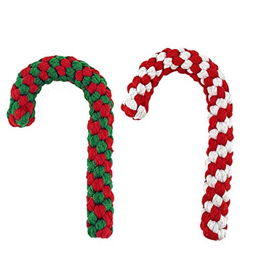 Cenme Candy Cane Rope ToyPuppy Chew Dog Toys Interactive and Cotton Rope Toys and Christmas Decoration Puppy Pet Play Chew and Training Toy for MediumLarge Dog Pet Teeth Cleaning - Image 1
