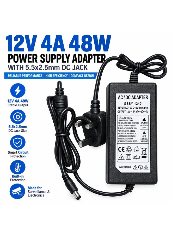 CABLE CONV 12V 4A  Power Adapter with AC Power Cable – Reliable DC Power Supply - Image 1