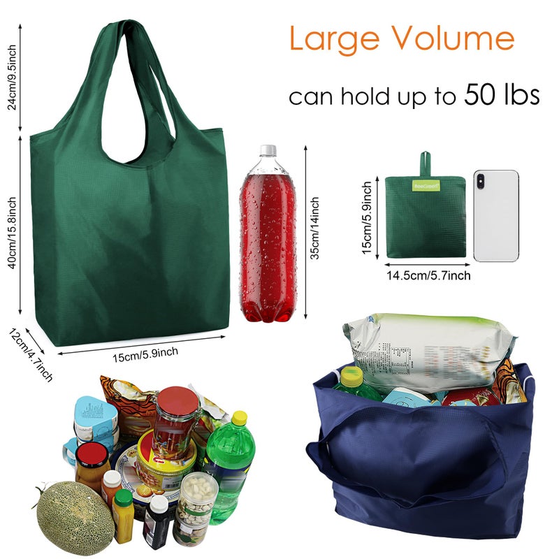 BeeGreen Reusable Bags Tote Bags for Women - 6 Pack Bulk Extra Large Reusable Gifts Bag with Handles - Heavy Duty Foldable Machine Washable Travel Grocery Bag Organizer (Packable Shopping Bags)â€‹ - Image 3