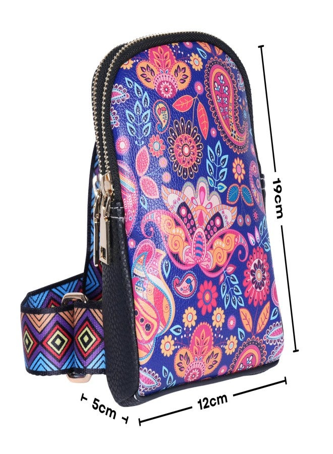 SANTORINI IndieTales Women’s Printed Crossbody Sling Bag | Faux Leather Boho Art Sling with 2 Main Compartments & Back Zip Pocket | Lightweight Small Travel Crossbody for Daily Use (Midnight Paisley) - Image 2
