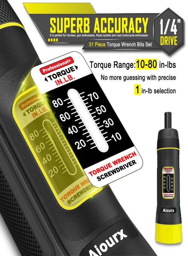 Aiourx 1/4 Inch Long Drive Torque Screwdriver Wrench Set, 10-80 in.-lb., S2 Steel, 5 in-lb increment, 32 Pcs for Bicycle Mechanics, Mechanical Equipment, Firearms Accurizing and Gunsmithing - Image 3