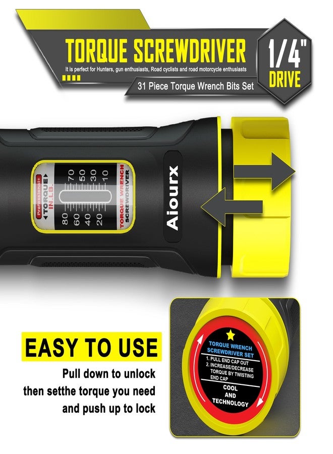 Aiourx 1/4 Inch Long Drive Torque Screwdriver Wrench Set, 10-80 in.-lb., S2 Steel, 5 in-lb increment, 32 Pcs for Bicycle Mechanics, Mechanical Equipment, Firearms Accurizing and Gunsmithing - Image 5