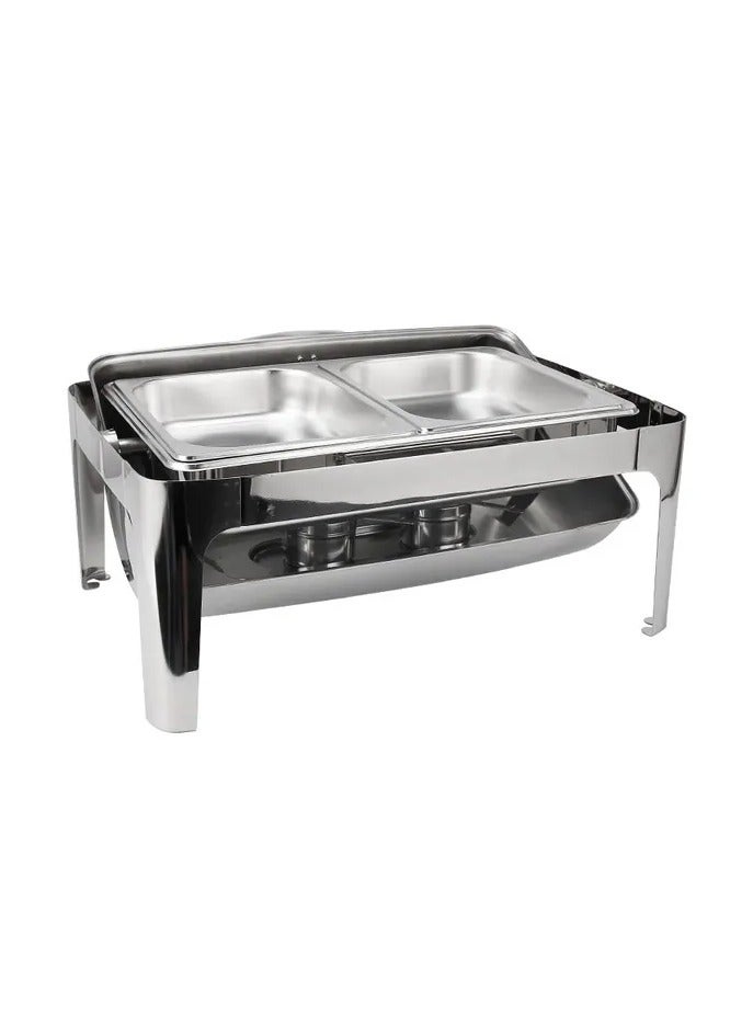 أفكو طبق تسخين من الفولاذ المقاوم للصدأ سعة 5.5 لتر 2/3 لفة من أفكو، مقصورات مزدوجة، يشمل المقالي، للمطاعم، والمناسبات التي يتم تقديم الطعام فيها، والفنادق، وحفلات الزفاف، والحفلات، فضي - Image 3