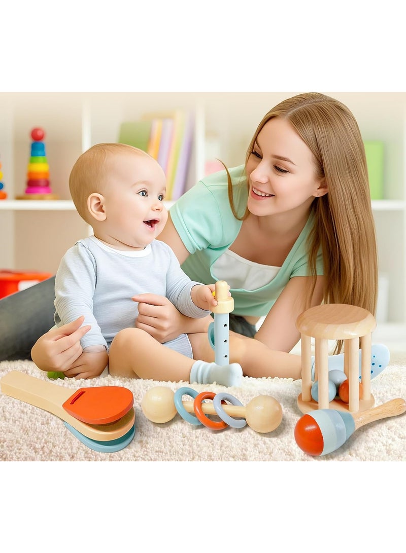 Soofam Baby Toys 3 6 9 Months, Montessori Games 6 Months, 5 Pieces Wooden Games, Musical Instruments Children Sensory Training, Baby Rattle 3 6 9 Months, Gift Newborn Male Female - Image 2