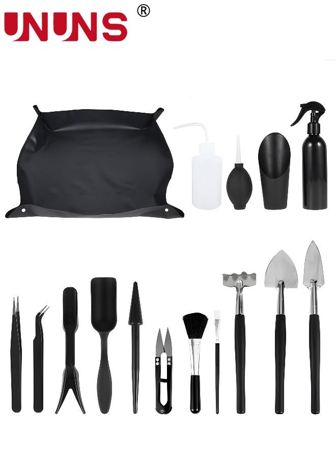 UNUNS مجموعة أدوات الحديقة مجموعة أدوات العناية بالنباتات، 16 قطعة من أدوات النباتات العصارية، مجموعة الأدوات اليدوية، أداة خارجية، مجموعة أعمال البستنة شديدة التحمل مع مقبض مريح، أدوات البستنة - هدية للنساء والرجال - Image 1