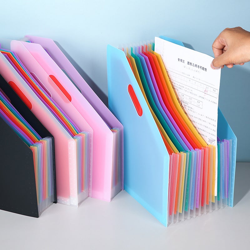 Oblique Mouth Upright Accordion Bag A4 Large Capacity Student Test Paper Storage And Organization Information Bag Telescopic Storage Folder - Image 4