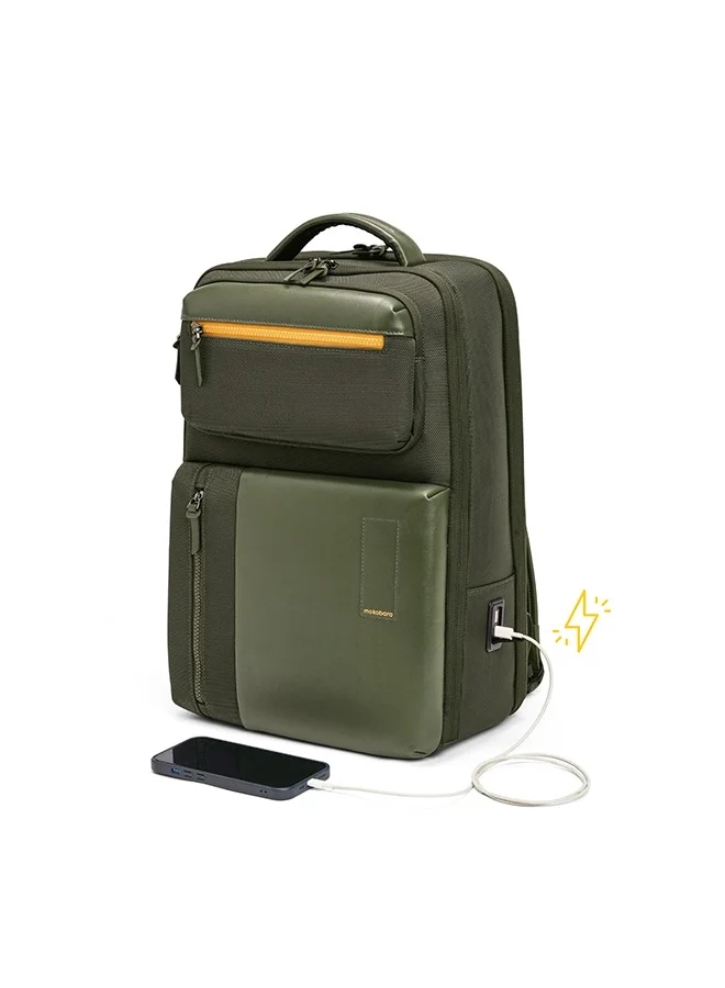 موكوبارا للتجارة ذ.م.م The Work Backpack 19L Premium Nylon 16" Water Resistant Daily Use Travel Laptop Backpack for Men & Women (Green)