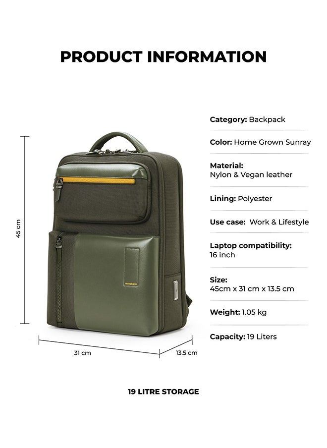 Mokobara MOKOBARA The Work Backpack 19L Premium Nylon 16" Water Resistant Daily Use Travel Laptop Backpack for Men & Women (Green)  - Image 2