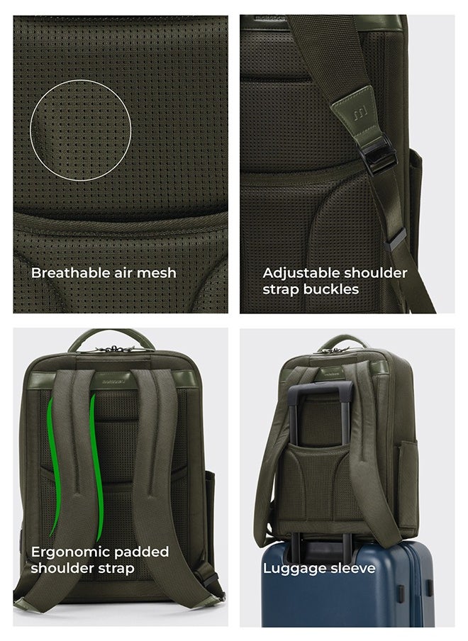 Mokobara MOKOBARA The Work Backpack 19L Premium Nylon 16" Water Resistant Daily Use Travel Laptop Backpack for Men & Women (Green)  - Image 5