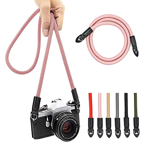 Eorefo Camera Strap Vintage 100cm Nylon Climbing Rope Camera Neck Shoulder Strap for Micro Single and DSLR Camera(Rose Gold) - Image 1