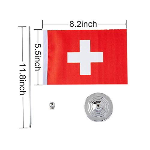 mflagperft Switzerland Flag Swiss Flags Small Mini Swiss Desk Flag Used for Table Office Classroom Home Patriotic Events Decorations - Image 3