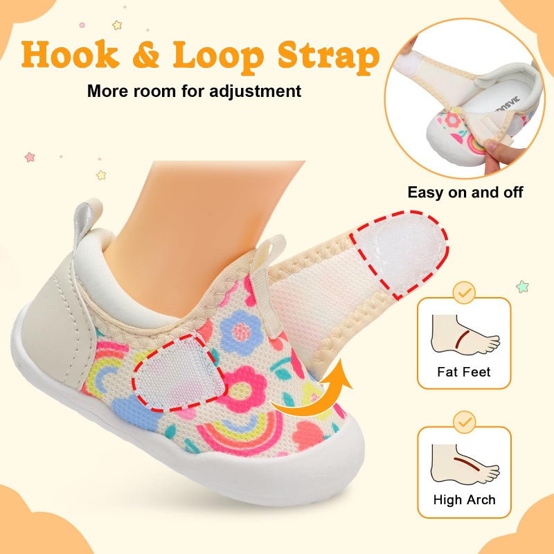 JIASUQI Baby Shoes for Walking Toddler Girls Sneakers Infant Shoes Baby Sneakers for Girls Flower 12-18 Months - Image 3