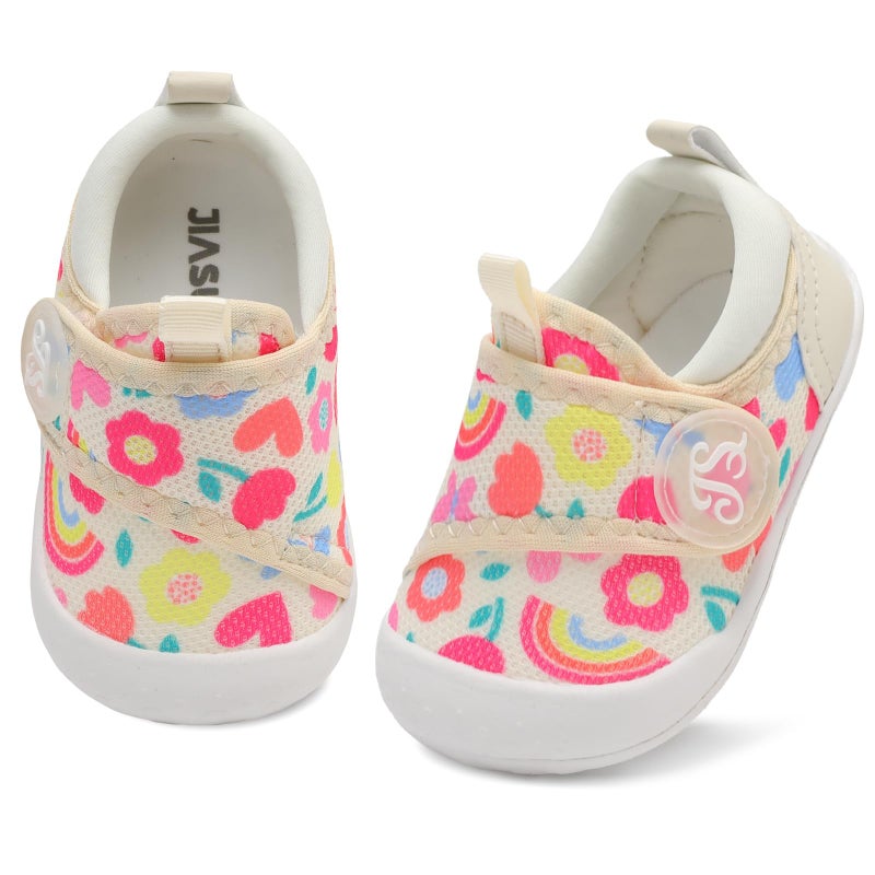 JIASUQI Baby Shoes for Walking Toddler Girls Sneakers Infant Shoes Baby Sneakers for Girls Flower 12-18 Months - Image 1
