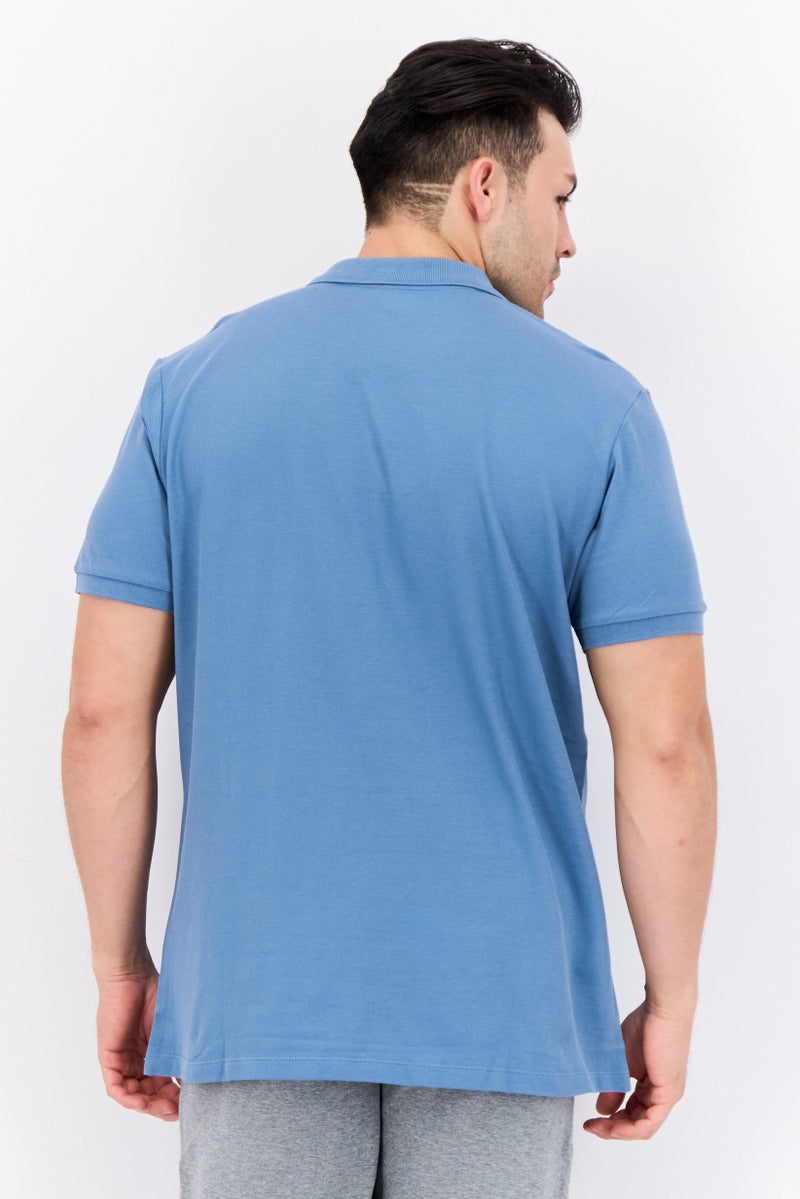 LEE تي شيرت بولو للرجال بقصة عادية بأكمام قصيرة وشعار مطرز، أزرق رمادي - Image 3