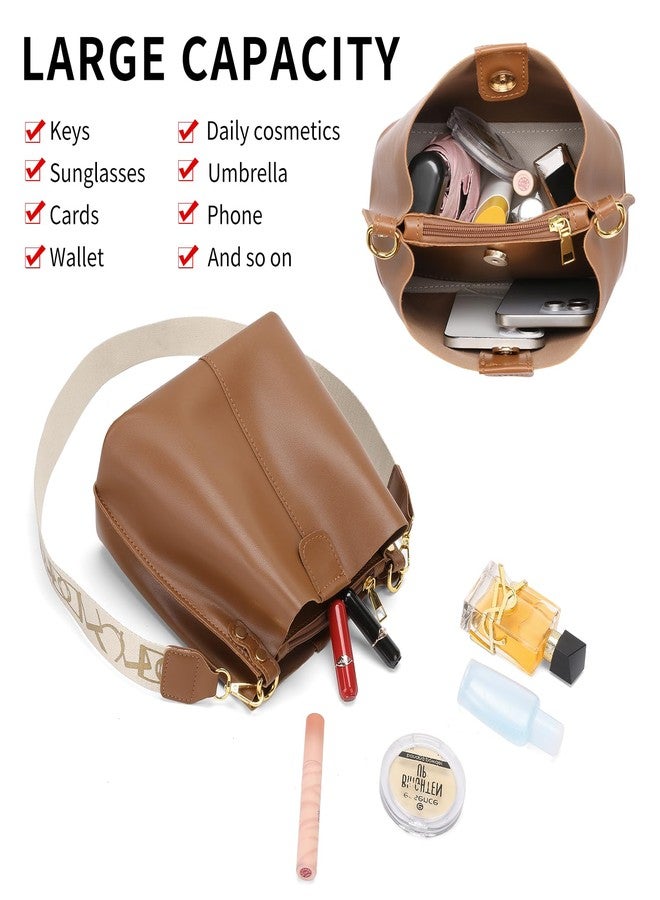 SENDEFN Trendy Bucket Crossbody Bag for Women Soft Shoulder Tote Purses Vegan Leather Crossbody Bags - Image 3