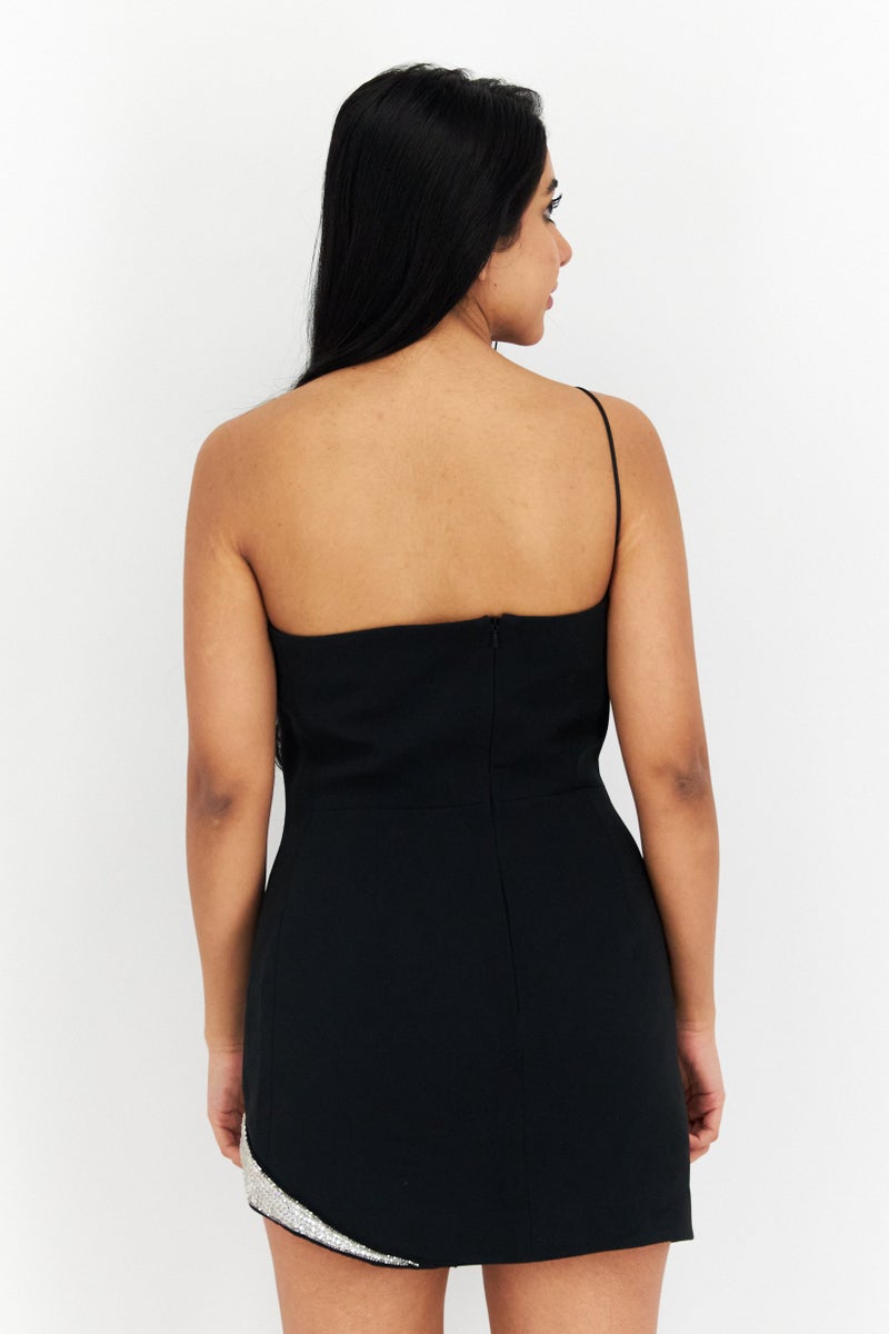 David Koma Women Embellish Mini Party Dress, Black  - Image 3