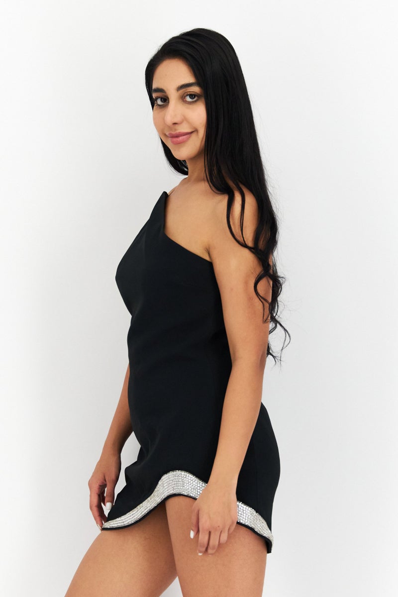 David Koma Women Embellish Mini Party Dress, Black  - Image 4