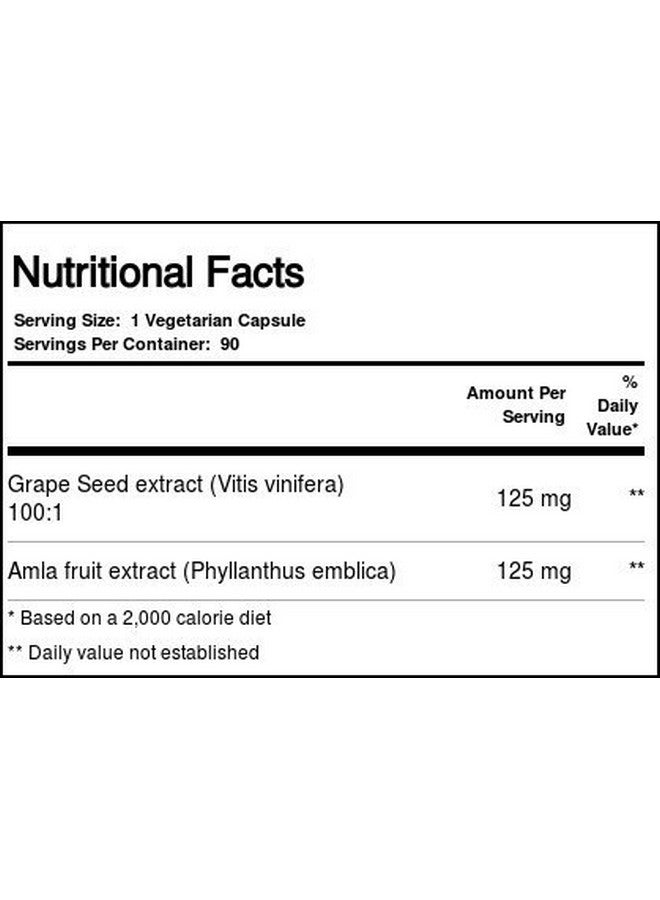 Paradise Herbs Vegetarian Capsules, Activin Grape Seed with Amla, 90 Count - Image 2