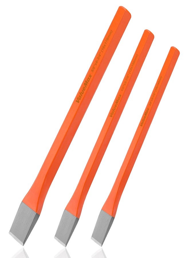 ValueMax 3-Piece Heavy Duty Cold Chisel Set, 3/8-Inch, 1/2-Inch & 5/8-Inch Metal Chisel Set, Premium Cr-V Steel, for Carpentry, Metalwork, Woodwork & Masonry Work - Image 1