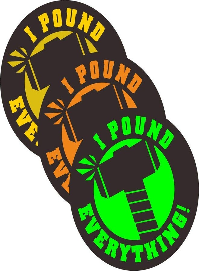 NTICKER 3 pcs I Pound Everything Funny Hard Hat Stickers, Motorcycle Hammer Welding Biker Decals, Vinyl Weatherproof Labels - Image 1