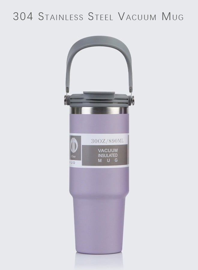 Multifunctional 30oz Car Mug Thermos 304 Stainless Steel Vacuum Ice and Hot Drinks Insulated Tumbler Handle Mug Wide Mouth Ice Bar Mug