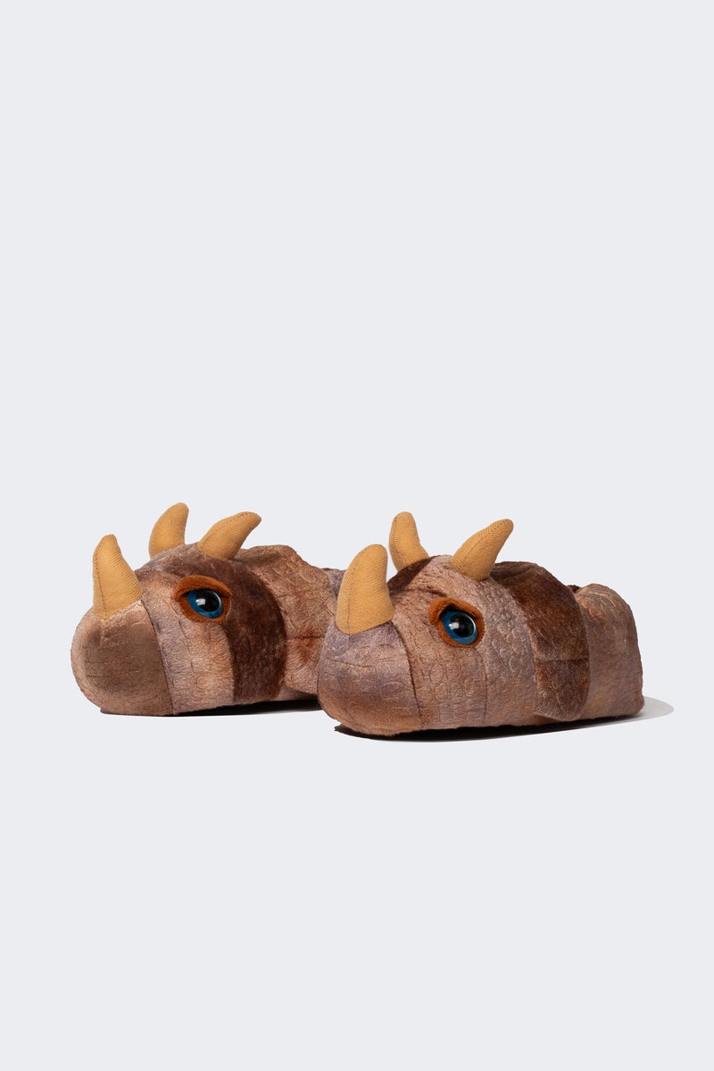 DeFacto Brown Boy Boy Rhinoceros Themed Plush Home Slippers Casual - Image 1