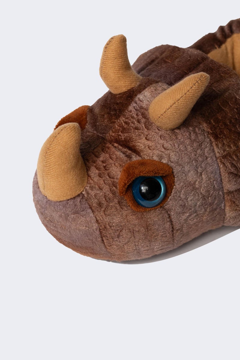 DeFacto Brown Boy Boy Rhinoceros Themed Plush Home Slippers Casual - Image 5